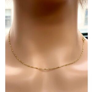Elegant 18K Solid Yellow Gold 16 in. Figaro Chain, 1.25mm